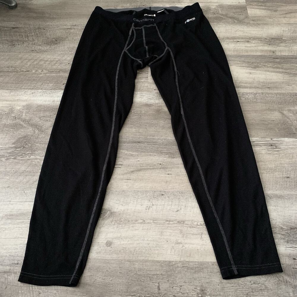 Carhartt Force Thermal Base Layer Pants Mens Sz 2XL Black Waffle Weave Leggings